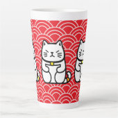 Tasse Latte Chat chanceux japonais ou Maneki-Neko (Devant)