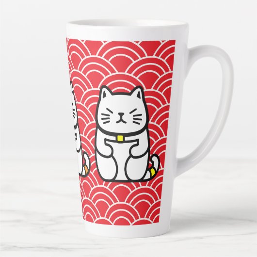 Tasse Latte Chat chanceux japonais ou Maneki-Neko (Droite)