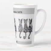 Tasse Latte Chat...chat...et plus de chats assis sur un bûcher (Droite)