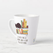 Tasse Latte Chat de bibliothèque - Chat noir tiré à la main av (Angle gauche)