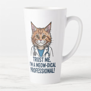 Tasse Latte Chat de docteur drôle Illustration d'humour médica