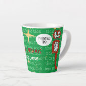 Tasse Latte Chat de Noël Cume Retro Rouge Vert Personnalisé (Angle droit)