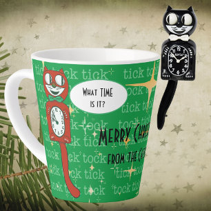 Tasse Latte Chat de Noël Cume Retro Rouge Vert Personnalisé