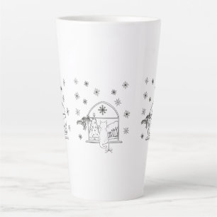 Tasse Latte Chat de Noël de Noël joli tiré à la main