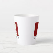 Tasse Latte Chat de Noël Moderne Rouge Blanc Or (Devant)
