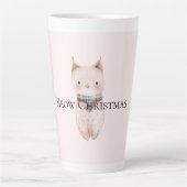 Tasse Latte Chat de Noël rose vif (Devant)