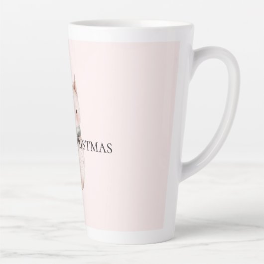 Tasse Latte Chat de Noël rose vif (Droite)
