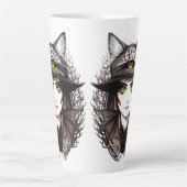 Tasse Latte Chat de sorcière Halloween Déplaisant Portrait mig (Devant)