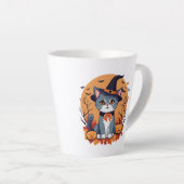 Tasse Latte Chat d'Halloween mignonne (Angle droit)