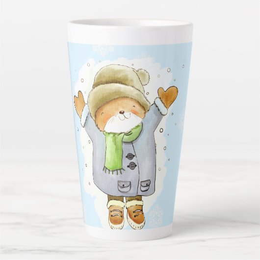 Tasse Latte Chat d'hiver (Devant)