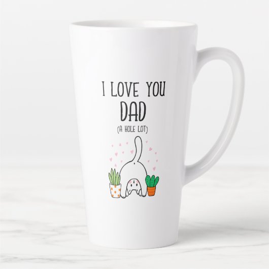 Tasse Latte Chat Drôle Je T'Aime Papa Un Trou Beaucoup (Droite)
