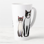 Tasse Latte Chat et chaton noir et blanc rétro moderne (Angle droit)