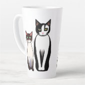 Tasse Latte Chat et chaton noir et blanc rétro moderne (Angle gauche)