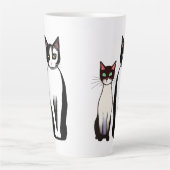 Tasse Latte Chat et chaton noir et blanc rétro moderne (Devant)