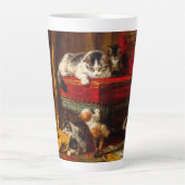 Tasse Latte Chat et chatons Jouer avec chaise (Devant)
