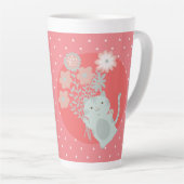 Tasse Latte chat et fleurs (Angle droit)