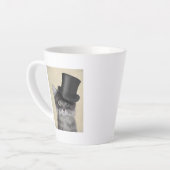 Tasse Latte Chat gris avec chapeau supérieur (Angle gauche)