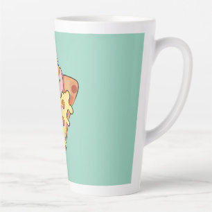 Tasse Latte Chat mignon serrant une pizza pepperoni de dessin 