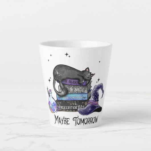 Tasse Latte Chat noir azy, Chat d'Halloween | Pour le ver de l (Devant)