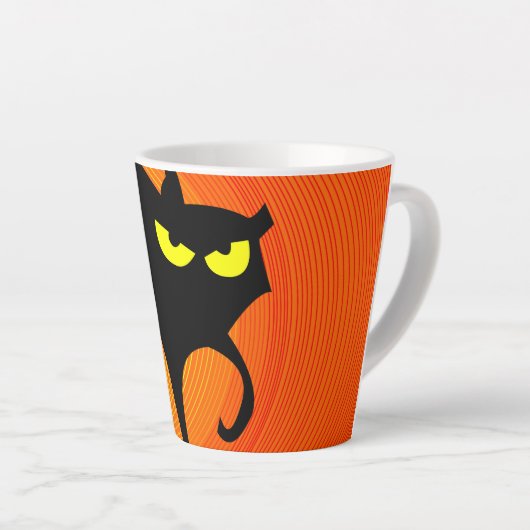 Tasse Latte Chat noir d'Halloween (Angle droit)