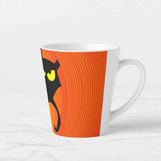 Tasse Latte Chat noir d'Halloween (Droite)