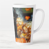 Tasse Latte Chat noir d'Halloween et Citrouille (Droite)