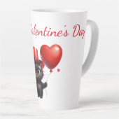 Tasse Latte Chat noir drôle avec ballons Saint-Valentin (Angle droit)