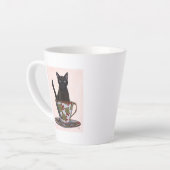 Tasse Latte Chat noir en Teacup (Angle gauche)