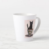 Tasse Latte Chat noir en Teacup (Angle droit)