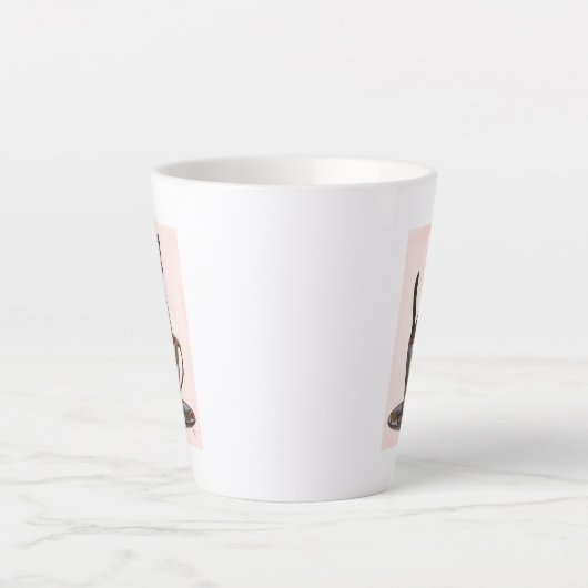 Tasse Latte Chat noir en Teacup (Devant)