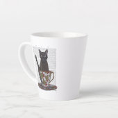 Tasse Latte Chat noir en Teacup (Angle gauche)