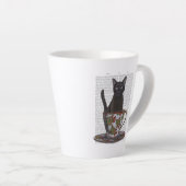Tasse Latte Chat noir en Teacup (Angle droit)