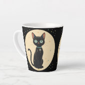 Tasse Latte Chat noir futuriste atomique Lune (Angle gauche)