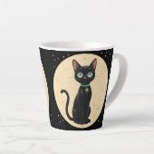 Tasse Latte Chat noir futuriste atomique Lune (Angle droit)