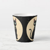 Tasse Latte Chat noir futuriste atomique Lune (Devant)