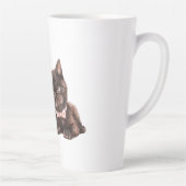 Tasse Latte Chat noir ruban rose (Droite)