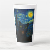 Tasse Latte Chat noir Starry Nuit Van Gogh Chat Selfie (Devant)