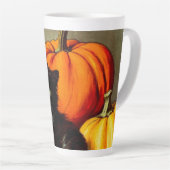 Tasse Latte Chat noir vintage d'Halloween et Citrouilles (Angle droit)