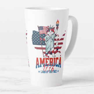 Tasse Latte Chat patriote du 250e anniversaire de l'Amérique