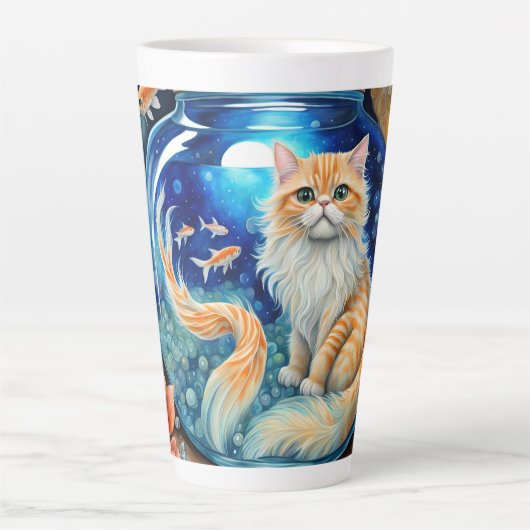 Tasse Latte Chat Permide Ginger de sirène (Devant)