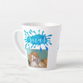 Tasse Latte Chat Pet Bleu Xmas Script Photo Noël (Angle gauche)