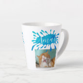 Tasse Latte Chat Pet Bleu Xmas Script Photo Noël (Angle droit)