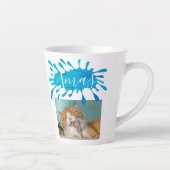 Tasse Latte Chat Pet Bleu Xmas Script Photo Noël (Droite)
