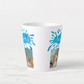 Tasse Latte Chat Pet Bleu Xmas Script Photo Noël (Devant)