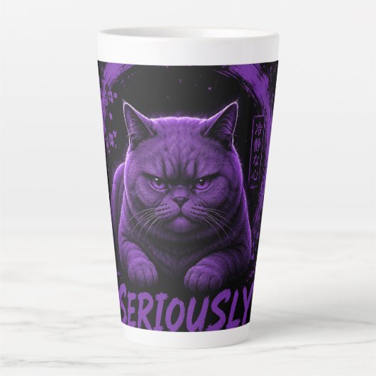 Tasse Latte Chat Sérieusement (Devant)