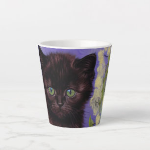 Tasse Latte Chat Van Gogh avec fleurs blanches
