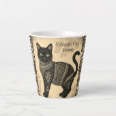 Tasse Latte Chat Vintage, Chat Antique et Motif (Devant)