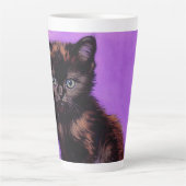Tasse Latte Chat Violet de Style Van Gogh (Devant)