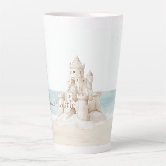 Tasse Latte Château de Sable de Plage (Devant)