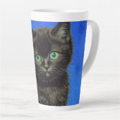 Tasse Latte Chaton noir de style Van Gogh (Angle droit)